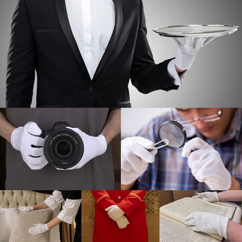 5 Pairs Archival Photo Gloves - White Medium Work Gloves for Handling Art, Photography, Jewelry
