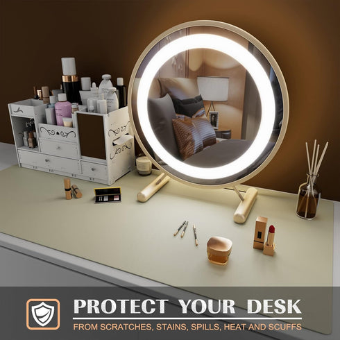 K KNODEL Small Desk Mat, Office Desk Pad, Computer Protector Mat, Desk Writing Blotter Cover (Ivory Cream)