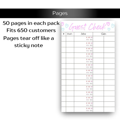 Generic (3) Steakhouse Guest Check Server Note Pads, Waitress Server Pad with Steak Temperatures, Premium Server Book