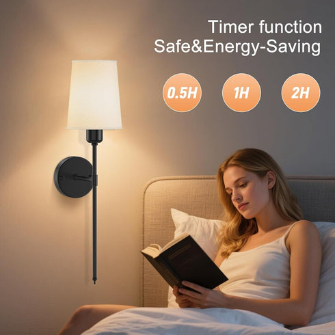 Set Dimmable Battery Operated Wall Sconce of Two, Sconces Wall Decor, Rechargeable Wall Lamp for Bedroom, Living Room
