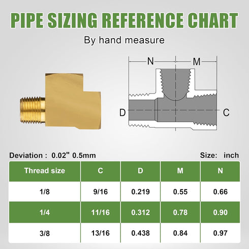 2PCS Barstock Street Tee Fittings, 3/8" NPT Female x 3/8" NPT Male Brass Pipe Fitting