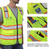 Reflective Vest, High Visibility Two Tone with Pockets and Zipper, ANSI Class 2 Compliant, Yellow with Orange Trim