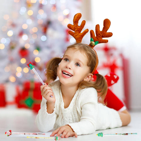 DIYASY 24 Pieces Christmas Stackable Pencils, Holiday Mechanical Pencil Bulk for Kids Party Supplies