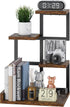 YMYNY Desktop Shelf Organizer, 4 Tier Storage Display Rack, Small Bookshelf with Metal Frame for Office, Rustic Brown