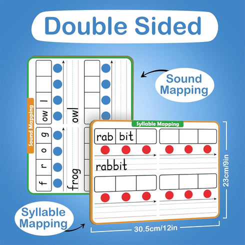 Phonemic Awareness Dry Erase Board, 9" x 12", Small Whiteboard for Speech Therapy, Phonics Games, Classroom