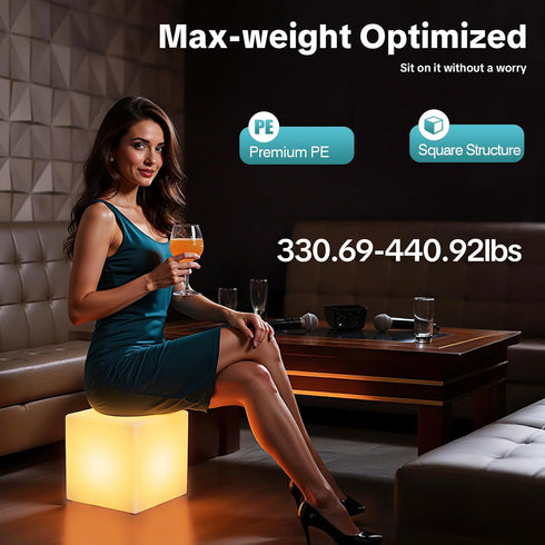 MOCHAG 12inch 16 4 LED Cube Lights, Rechargeable RGB Colors Changing Light with Remote, RGB Colors Flash Modes LED Glow