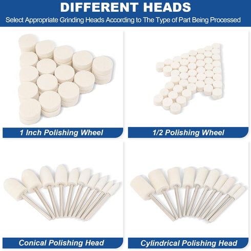 Zquljeton 115PCS 1/8" Polishing Buffing Wheels for Dremel Tool Accessories, Shank Polishing Wheels for Dremel Polishing