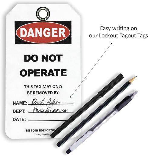 40 Lockout Tagout Tags with 40 Zip Ties, Anti Static, Do Not Operate Tags, OSHA Compliant, Tear Resistant & Weatherproof