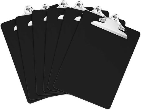 Black Plastic Clipboards Set of 6, 12.5x9 Inch with 100 Sheets Holding Capacity, Office, Classroom Supplies