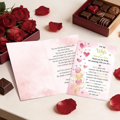 Supoeguk Valentine's Day Card for Wife, Sweet Wifey Valentines Cards Gifts from Husband, Thank You for Being The