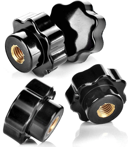 OCR 10Pcs M6 7 Star Knob - Knurled Thread Clamping Knob, Black Plastic Screw-On Star Knob Handle