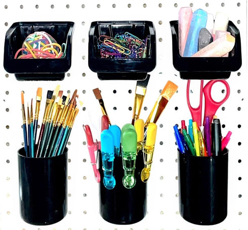 WallPeg Pegboard Bins Storage Bins Kit, PB12 Peg Board Bin & Cup Assortment for Crafts, Office, Garage Organization