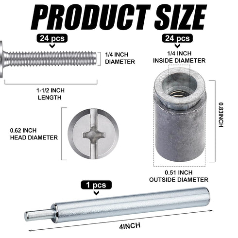 MorningRo 49 18-8 Set Walls(1/4-20 1-1/2 Inch) Piece Kit - Hurricane Shutter Hardware Hurricane Sidewalk Bolt Kit
