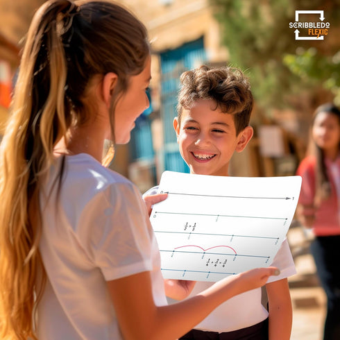 SCRIBBLEDO Fraction 9”x12” Dry Erase Number Line for Students, Small White Board Math Manipulatives