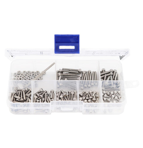 binifiMux 190pcs M2.5 Hex Socket Cap Screws and Hex Nuts Assortment Kit with Wrench, 304 Stainless Steel Silver Tone