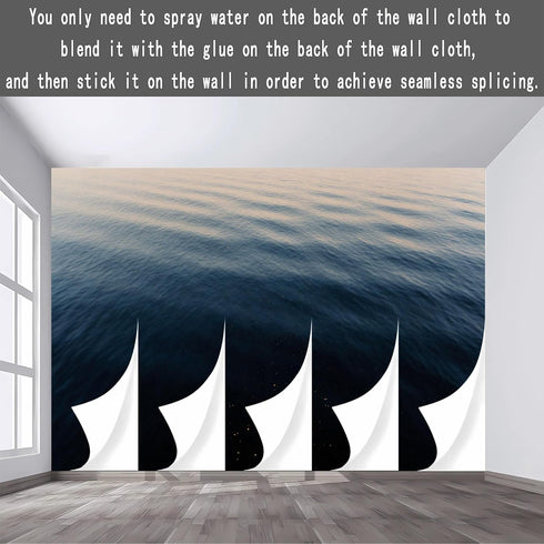 KAYOROWALLS Custom Wall Mural Wallpaper Ocean Waves Deep Blue Water Ripples Sparkling Light Removable SelfAdhesive