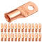 SELTERM 25pcs 2 AWG 1/4" Stud Battery Lugs - Heavy Duty Copper Wire Lugs, Battery Cable Ends, UL Bare Copper Eyelets