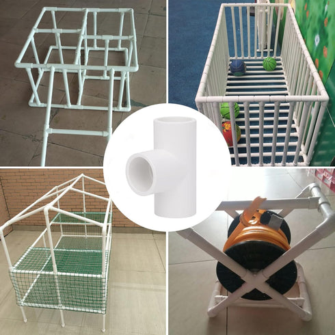 20 Pack 3 Way 1/2 Inch Tee PVC Fittings, 1/2inch SCH 40 Adapter for Water Supplies, DIY Garden Shelf