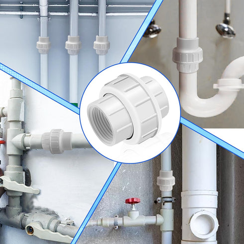2 inch PVC Coupling Pipe Fitting - 2 inch Female Thread PVC Union Coupling, 2PCS for Swimming Pools and Outdoor Plumbing