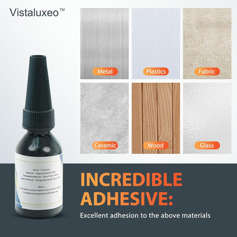UV Glue Kit with UV Light, Liquid Plastic Welder, Glass Repair Fluid - Cures Quickly, Plastic, Glass, Metal Adhesive