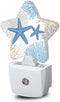 Ocean Starfish Coral Night Light,Coastal Beach Plug-in Star Night Lights with Dusk-to-Dawn