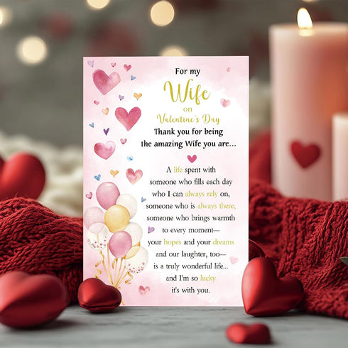 Supoeguk Valentine's Day Card for Wife, Sweet Wifey Valentines Cards Gifts from Husband, Thank You for Being The