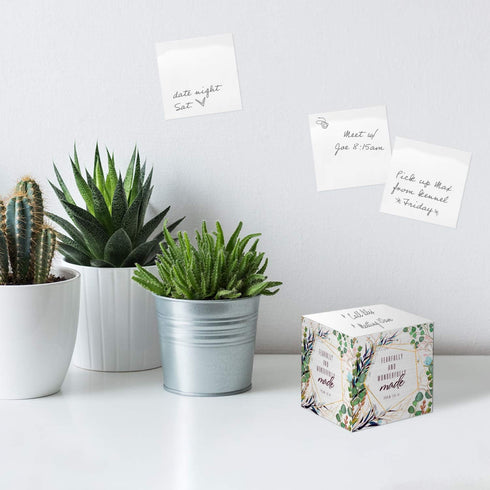 Religious Sticky Note Cube, 2.75" Memo Block Printed on 4 Sides, Modern Floral Christian Design