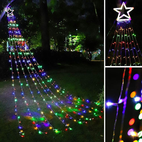 16.4Ft 320 8 12" PUHONG Christmas Decoration Outdoor Star String Lights, Christmas Tree Toppers Lights LED Modes