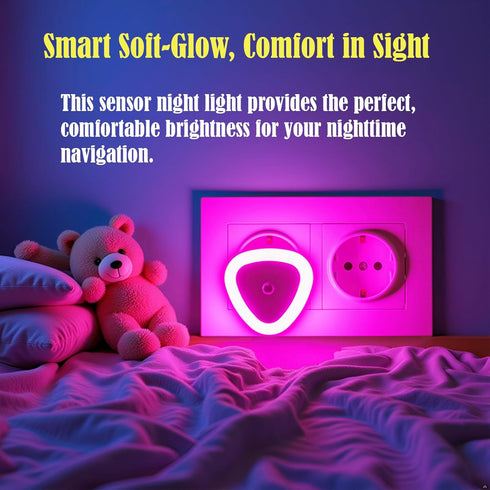 3 Pack Heart Shape Night Lights, Cute Nursery Nightlight with Light Sensors, Auto Dusk to Dawn Sensor, Soft Glow, Ideal