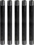 3/8 Inch Black Threaded Steel Nipple Pipe, 3/8" x 24", 5 Pack