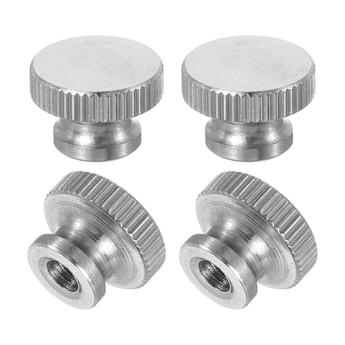 uxcell 4Pcs Knurled Thumb Nuts, M4 x D12mm x H8mm Stainless Steel Round Knobs for 3D Printer Parts, Silver