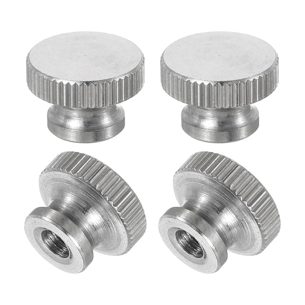 uxcell 4Pcs Knurled Thumb Nuts, M4 x D12mm x H8mm Stainless Steel Round Knobs for 3D Printer Parts, Silver