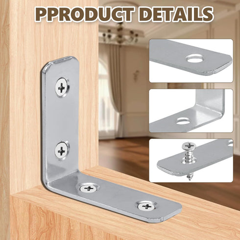 40 Pack 1.5 Inch 90 Litoexpe L Bracket Corner Braces with Screws, Degree Steel Joist Right Angle Brackets for Wood