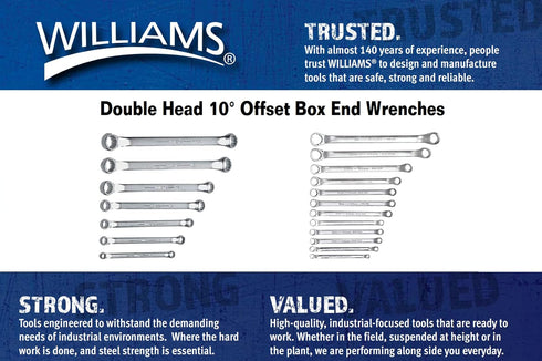 Williams BWM-1315 10-Degree Offset Box End Wrench, 13 by 15 Millimeter