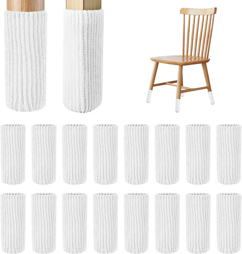16 PCS White Furniture Leg Socks - Knitted Chair Leg Floor Protectors