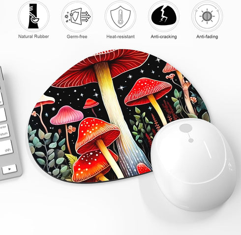 Premium-Textured Oval Mouse Pad, 8.7" x 7.1" Thick 3mm Anti-Slip Waterproof Rubber Mat, Cute Design for Office