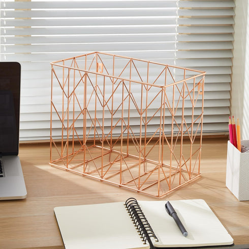 Y YOMA 1 Pack Rose Gold Hanging File Folder Organizer, Letter Size Metal File Kit for Desk Home Office Classroom