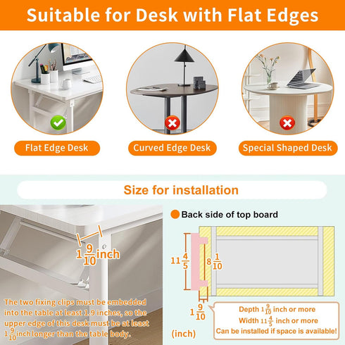 LUKETURE Desk Side Storage, Under Desk Storage, Steel Desk Hanging Organizer with Pen Holder, Laptop Holder, No Drill