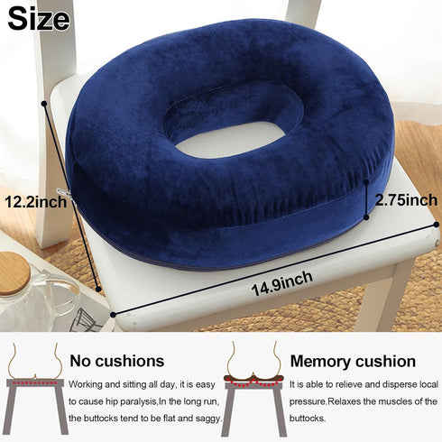 Tailbone Memory Foam Orthopedic Donut Pillow for Pain, Hemorrhoid Relief, & Coccyx Support - Ideal for Wheelchair