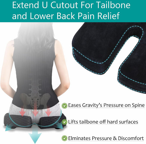 HxLmn Cushion,10-Inch Tailbone Large Pressure Relief Office Car Seat Extended U-Cutout,Sciatica & Back Coccyx Pain