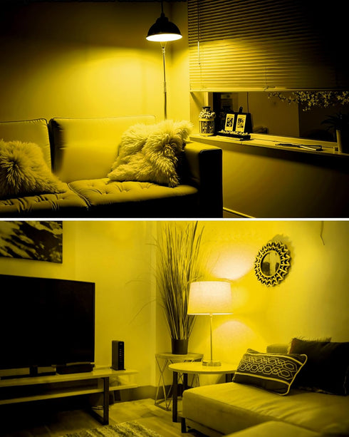 2 Pack A15 Bulbs 40Watt E26 5W Non-Dimmable LED Yellow Bug Light for Outdoor, Equivalent Base, Amber Yellow Lighting
