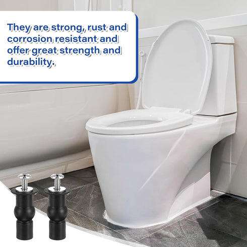 BOHUIZ 6 Pack Toilet Seat Hinge Bolt Screws, Metal Toilet Seat Bolts Stainless Expanding Rubber Seat Cover Screws