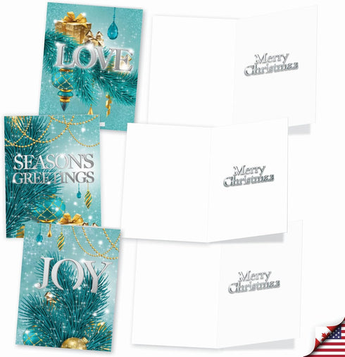 The Best Card Company - 20 Merry Christmas Greeting Cards (10 Designs, 2 Each) - Festive Holiday Assortment