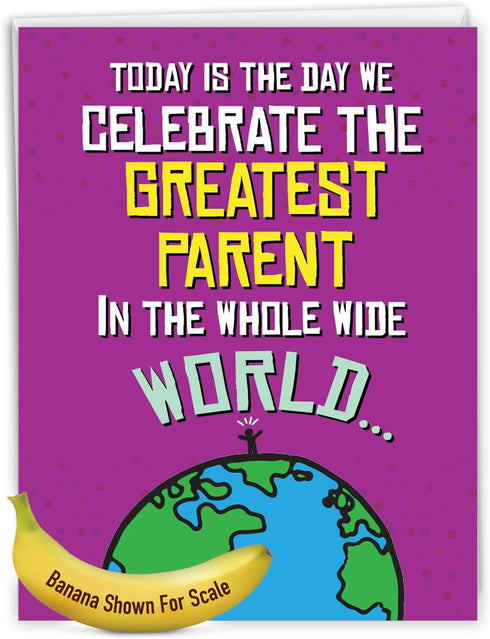 NobleWorks Jumbo Happy Father's Day Card (8.5 x 11 Inch) - Funny Cartoons, Dad Humor Greeting Notecard - Greatest Parent
