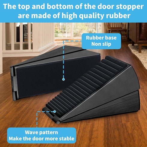 Strongest Adjustable Spring Loaded Large Door Stopper - Heavy Duty Tall Wedge for Bottom of Door