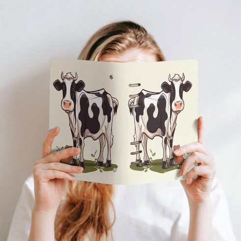 A5 90 VstaDank Dairy Cow Notebooks Hardcover Spiral Notebook Removable College Ruled Paper Leather Journal Notebooks