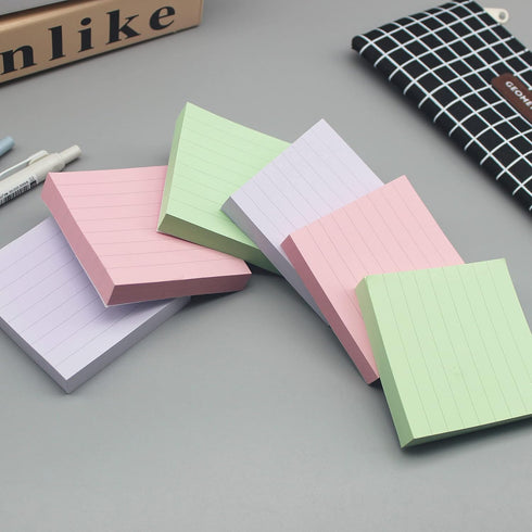 Lined Pop Up Sticky Note, 3x3 inch, 6 Pack, Accordion Style Self-Sticky Notes with Lines, 100 Sheet/Pad