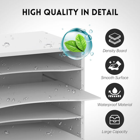 SUPEASY 5 Tier Wood Desk Organizer, Paper File Organizer for Desktop, Literature Mail Sorter for Office School & Home