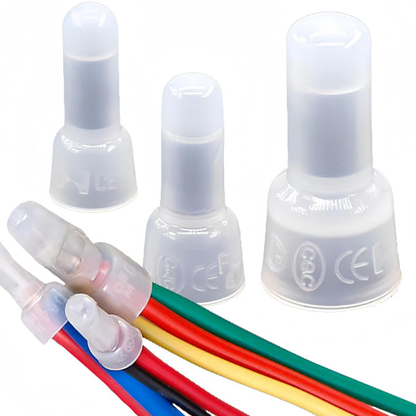 300PCS Closed End Crimp Connector, 26-12 AWG Nylon Wire Connectors Crimp Cap Terminals (100PCS Each Size)