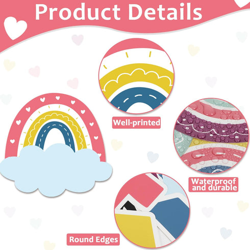 Motivational Rainbow Bulletin Board Cutouts, Happy Sunshine Day Inspirational Classroom Decoration for Wall Decor